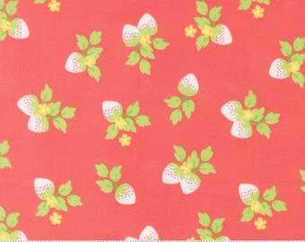 Moda Fabrics, Fruit Salad by Corriander Quilts, Strawberry Bunches on Flamingo Red, 29243-12, 100% Quilting Cotton Fabric