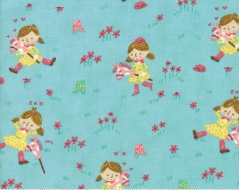 Moda, Howdy, Stacy Iest Hsu, Girls on Horses Blue 20551, 100% algodón para acolchado, Agotado