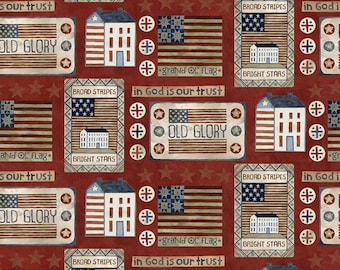 Riley Blake, Bright Stars by Teresa Kogut, Flags Red, C13101, 100% Quilting Cotton Fabric