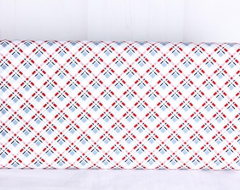 Henry Glass Fabrics, Joyful Snowmen, Blue and Red Plaid, 2092, 100% Quilting Cotton Fabric