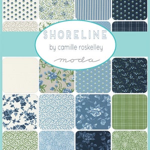 Moda Fabrics, Shoreline de Camille Roskelley, cuadros azul claro sobre blanco roto, 55302-11, tela de algodón 100% acolchado imagen 2