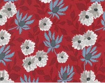 Moda, Old Glory by Lella Boutique, Large Flowers On Red, 5200-15, 100% Quilting Cotton