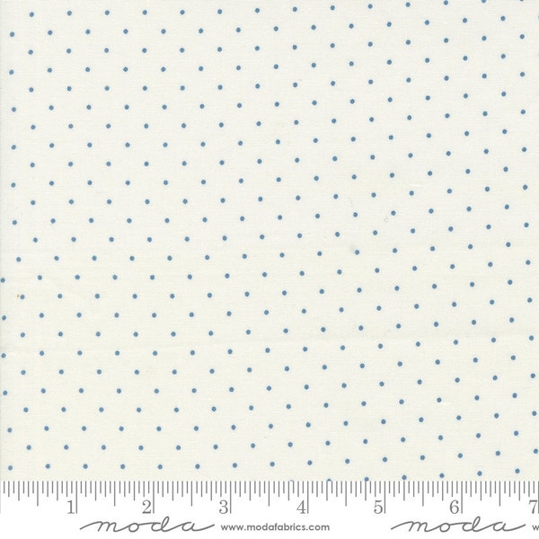 Moda Fabrics, Shoreline by Camille Roskelley, Light Blue Polka Dots on Cream, 55307-11, 100% Quilting Cotton Fabric