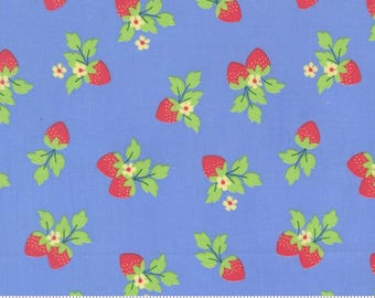 Moda Fabrics, Fruit Salad by Corriander Quilts, Strawberry Bunches on Sky Blue, 29243-23, 100% Quilting Cotton Fabric