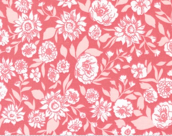 Moda, Lovestruck by Lella Boutique, Large Silhouette Florals on Pink, 5191-13, 100% Quilting Cotton