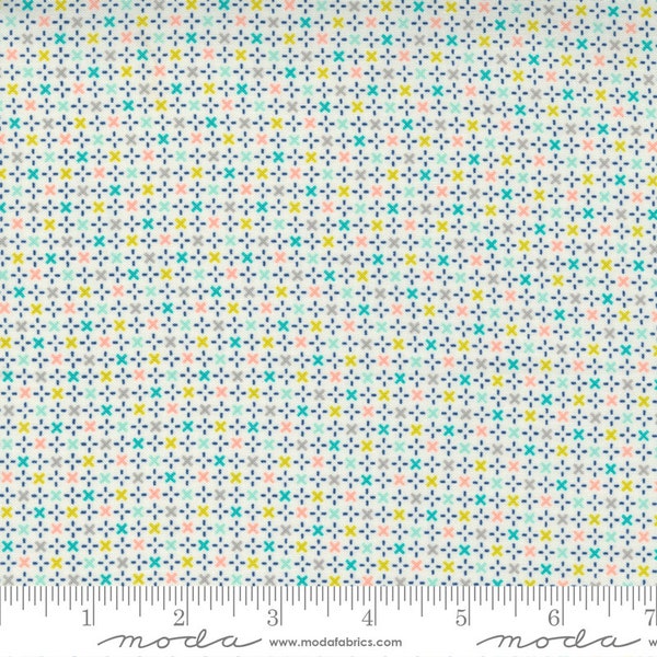 Moda Fabrics, Morning Light by Linzee Kull McCray, Tiny Geometric Shapes Multi Colored on Cream, 23347-11, 100% Quilting Cotton Fabric