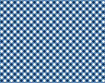 Riley Blake, Tasha Noel, Seaside, Cuadros diagonales grandes azul marino, C7236, 100 % algodón para patchwork, Agotado