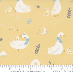Moda, Little Ducklings by Paper and Cloth, Duck and Duckling on Yellow Background, 25100-16, 100% Cotton Fabric