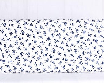 Moda Fabrics, Blueprint by Camille Roskelley, Medium Navy Blue Florals on White, 55331-26, 100% Quilting Cotton Fabric