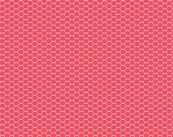 Riley Blake, Down On The Farm de Doodlebug, Red Chicken Wire, C10075, 100% algodón para acolchado, Agotado