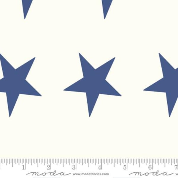 Moda, Star Bunting Ivory, 108" Wide Quilt Backing Navy Stars on Ivory, 11179-21, Moda Basics #1, 100% Quilting Cotton