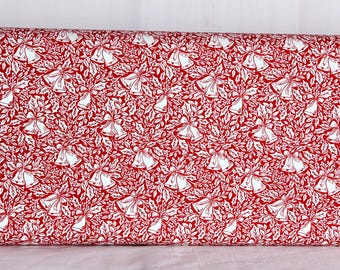 Moda Fabrics, Berry and Pine by Lella Boutique, Bells, White on Red, 5242-14, 100% Quilting Cotton Fabric