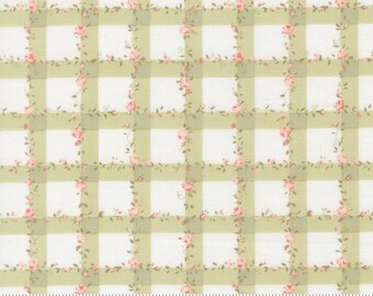 Moda Fabrics, Abide by Brenda Riddle, Light Green Striped Grid, 18793-25, 100% Quilting Cotton Fabric