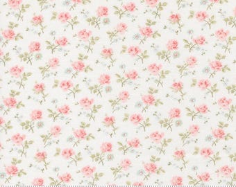 Moda Fabrics, Abide by Brenda Riddle, Medium Flowers on White, 18791-11, 100% Quilting Cotton Fabric