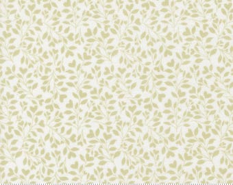 Moda Fabrics, Abide by Brenda Riddle, Green Leaves on White, 18794-25, 100% Quilting Cotton Fabric