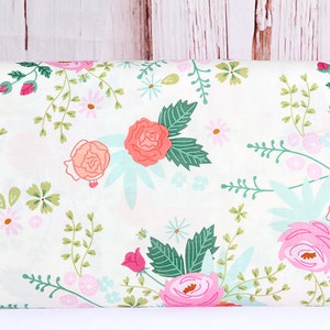 Riley Blake, New Dawn, Large Cream Floral, C9850, 100% Quilting Cotton