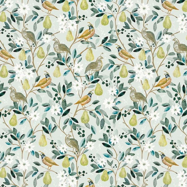 Dear Stella Fabrics, Best in Snow, Patridge in Pear Tree, DCJ2487 Multi, 100% Quilting Cotton Fabric