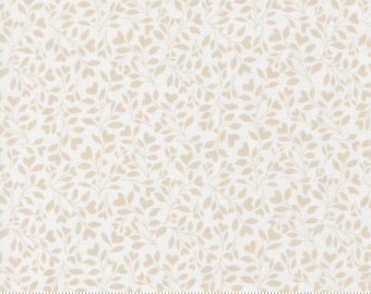 Moda Fabrics, Abide by Brenda Riddle, Stone Leaves on White, 18794-27, 100% Quilting Cotton Fabric