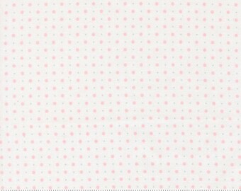 Moda Fabrics, Abide by Brenda Riddle, Small and Large Dots Linen White and Light Pink, 18795-11, 100% Quilting Cotton Fabric