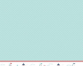 Riley Blake, Tasha Noel, Seaside, estampado con borde azul aguamarina, C7237, 100 % algodón para patchwork, agotado.