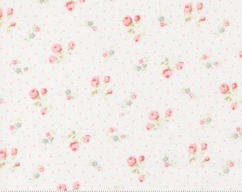 Moda Fabrics, Abide by Brenda Riddle, Tiny Buds on White, 18792-11, 100% Quilting Cotton Fabric