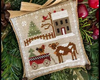 Agujas de la pequeña casa, Navidad en la granja #4, Dairy Darlin, Patrón de papel de punto de cruz