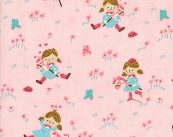 Moda, Howdy, Stacy Iest Hsu, Niñas a caballo rosa, 20551, 100 % algodón para acolchado, Agotado