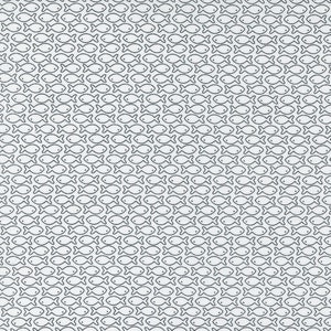 May include: A white background with a repeating pattern of black outline fish.