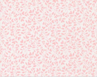 Moda Fabrics, Abide by Brenda Riddle, Pink Leaves on White, 18794-11, 100% Quilting Cotton Fabric