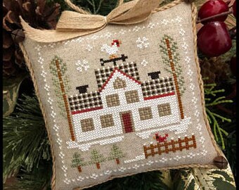Agujas de la pequeña casa, Navidad en la granja #7, Cock-A-Doddle-Do, Patrón de papel de punto de cruz