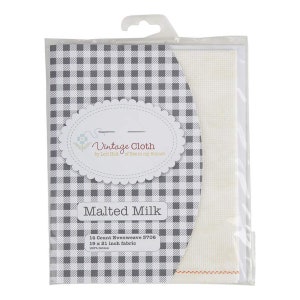 May include: A package of "Vintage Cloth" by Lori Holt of Bee in my Bonnet. The package features a gray and white checkered pattern and contains a cream-colored fabric. The text "Malted Milk" is visible, along with fabric details: 19 x 21 inch, 100% cotton.