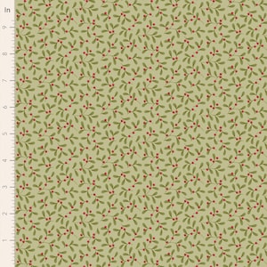 Tilda Fabrics, Merry Little Christmas, Mistletoe Pistachio, TIL1100633, 100% Quilters Cotton, Shipping September 1, 2025