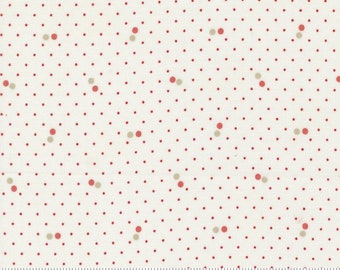 Moda Fabrics, Ridgewood de Minick and Simpson, Red Dots on Cream, 14978-11, tela de algodón 100% acolchado