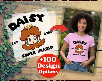 Princess Daisy Super Mario DTF Transfer: Custom Heat Transfer