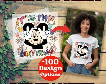 Mickey Mouse  Birthday DTF, Mickey Birthday DTF Transfer, Custom Disney DTF, Ready to Press, Disney Birthday Transfers, Birthday Heat Press
