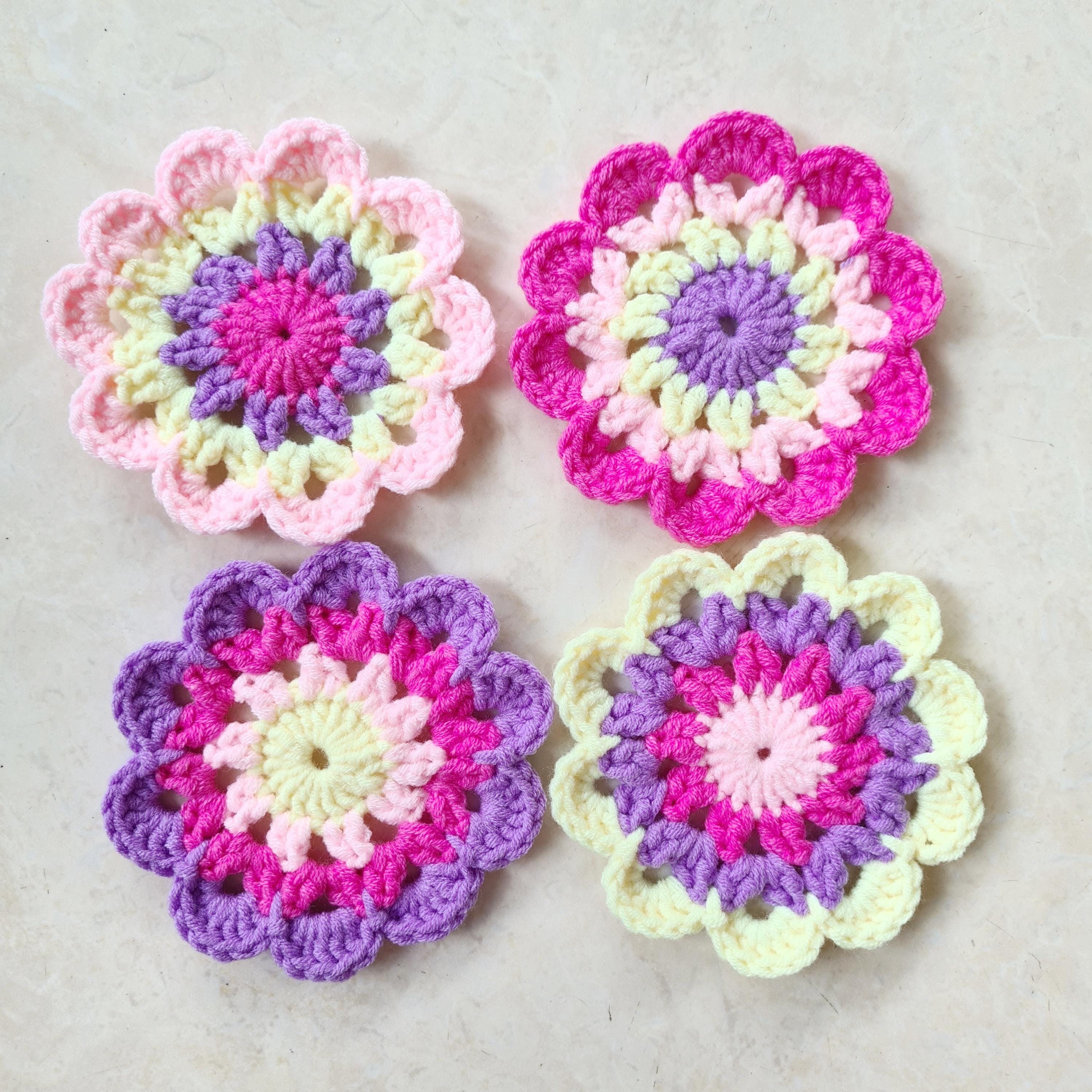 かぎ針編みの花のコースター4枚セット ハンドメイド - Etsy 日本