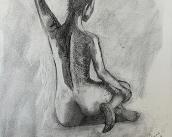 Sitting Female Figure Drawing