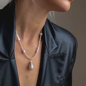 Large Baroque Pearl Necklace, Genuine fresh water pearl, Sterling Silver 925 Necklace, Birthday women gifts, Gifts for girlified, wife