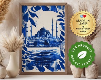Istanbul Hagia Sophia Print: Blue Turkish Landmark Art (Digital Download)