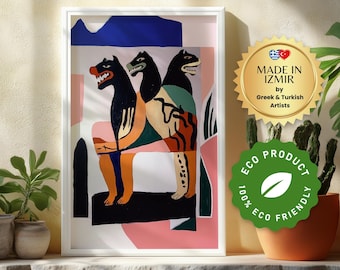 Cerberus Print: Greek Mythology Art, Three-Headed Dog (Digital Download)