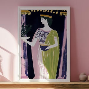 Persephone Griechische Göttin Digitaldruck, Königin der Unterwelt Wandkunst, Antike Mythologie Poster, Griechische Gottheit Illustration