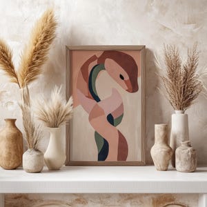 Stampa astratta di serpente: mousse al moka, arte murale moderna (download digitale)