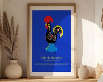 Galo de Barcelos Art Print: Portuguese Rooster Folk Art (Digital Download)