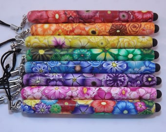 Your Choice Color Millefiori Floral Polymer Clay Stylus Headphone Jack Dust Plug, Cell Phone, IPod, IPad, Tablet