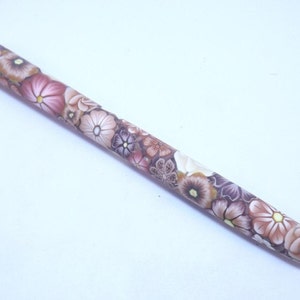 YOUR CHOICE Size/Brand Ergonomic Extra Long Handle Polymer Clay Covered Crochet Hook Handcrafted Colorful Millefiori Floral image 5
