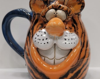 Happiness is a Happy Striped Tiger Mug .
