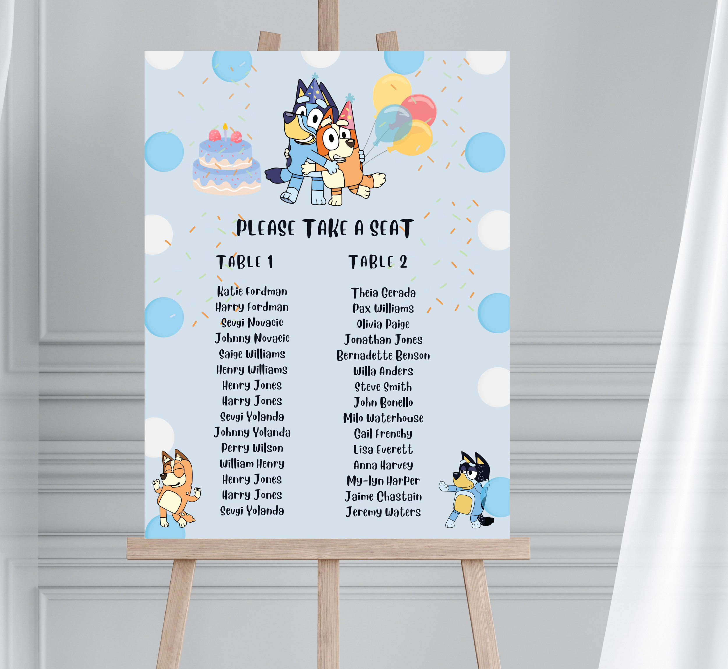 Editable Boy Bluey Birthday Take a Seat Sign, Printable Bluey Party
