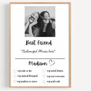 Regalo personalizzato per la migliore amica, regalo di Natale, stampa della definizione della foto della migliore amica, regalo ritratto della sorella dell'anima, regalo per lei, arredamento personalizzato per il dormitorio
