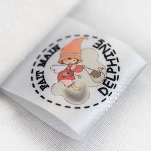 30mm Personalized wash care satin, Custom sew on labels, Textile tag, Fabric labels clothing tag 100 pcs