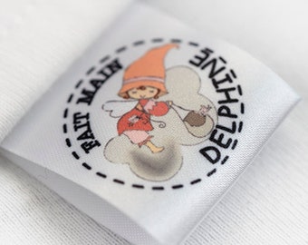 30mm Personalized wash care satin, Custom sew on labels, Textile tag, Fabric labels clothing tag 100 pcs